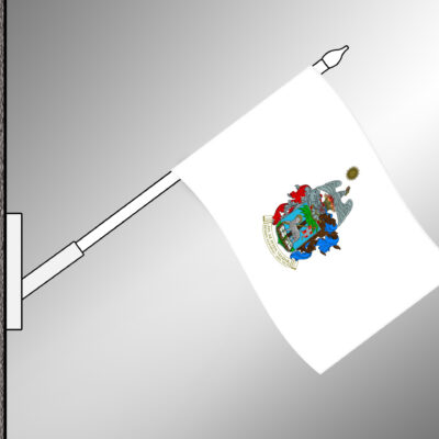 Baloldali bújtatóval ellátott, kültéri fekvő református zászló