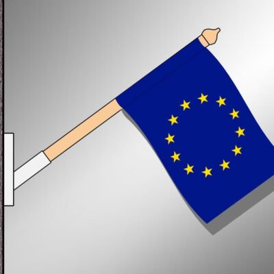 Baloldali bújtatóval ellátott, kültéri fekvő Európa zászló