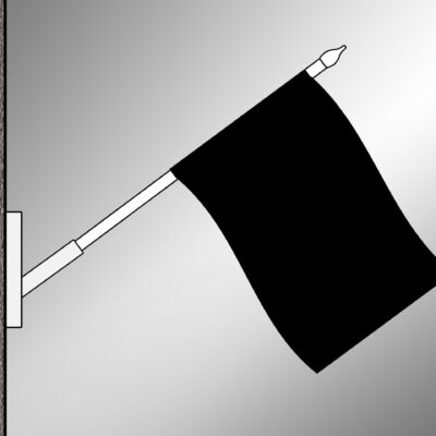 Baloldali bújtatóval ellátott, kültéri fekvő gyászzászló