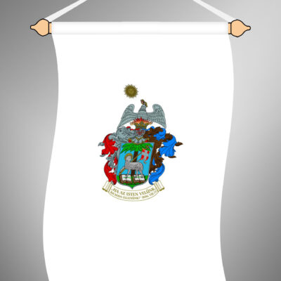 Felül bújtatóval ellátott, kültéri álló református zászló