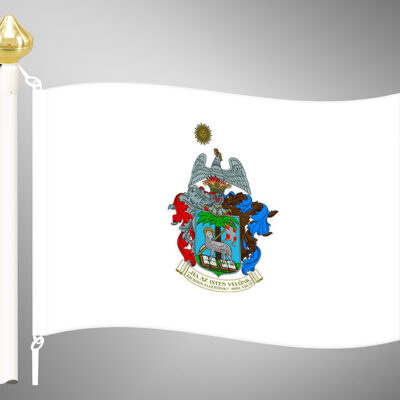 Baloldali szalagerősítéssel ellátott, kültéri református zászló fekvő kivitelben