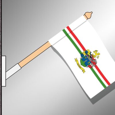 Baloldali bújtatóval ellátott, fekvő, település zászló