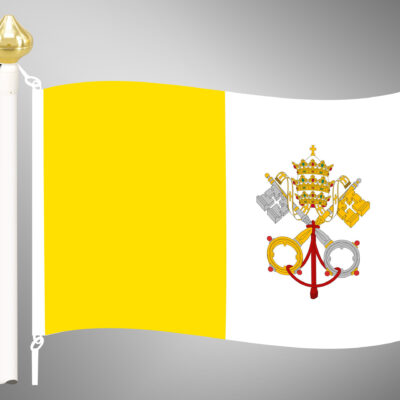 Baloldali szalagerősítéssel ellátott kültéri Vatikán zászló fekvő kivitelben