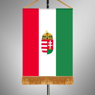 Nemzeti színű asztali zászló címerrel