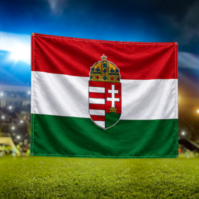 Címeres magyar szurkolói zászló